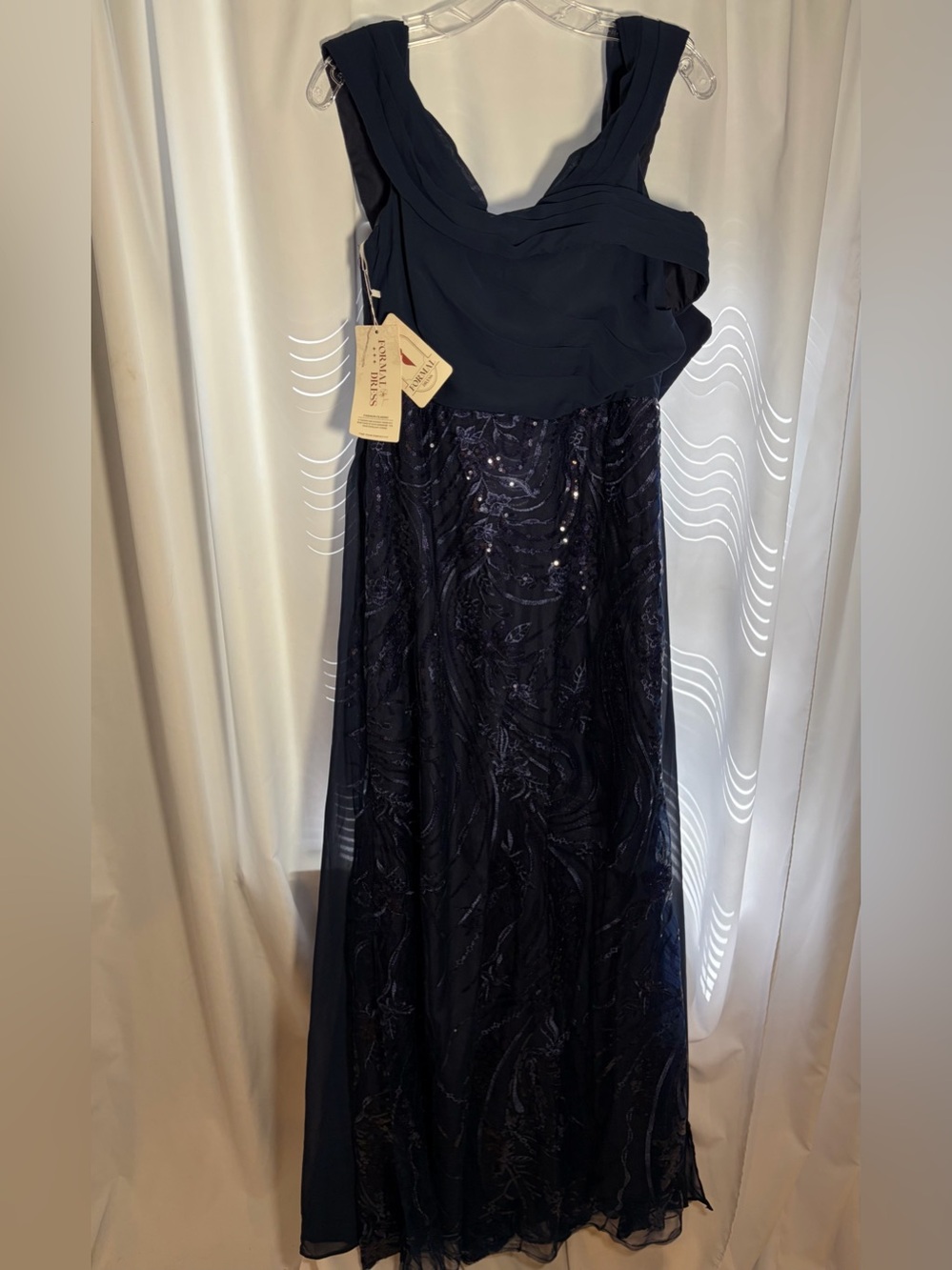 NWT Women's Navy Blue Sequin Gown size 12